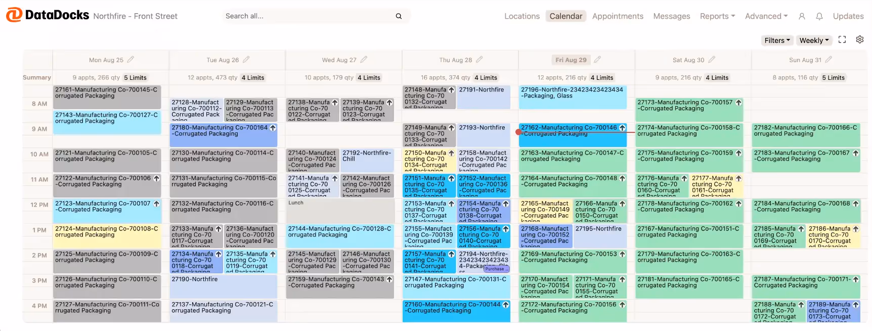 DataDocks Calendar Interface Mobile