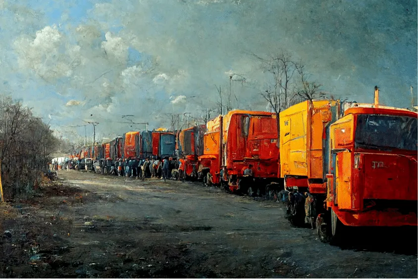 Line up of trucks