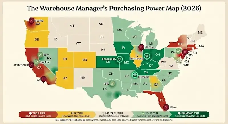 Career path comparison showing warehouse management as the fastest, most stable growth option.