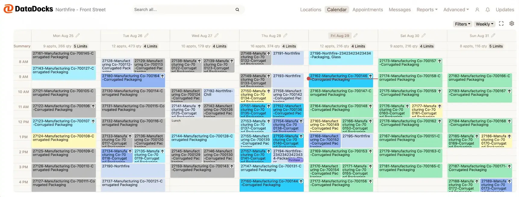 DataDocks Calendar Interface Mobile