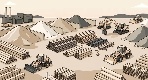 Heavy manufacturing, civil laydown, and bulk material grounds
